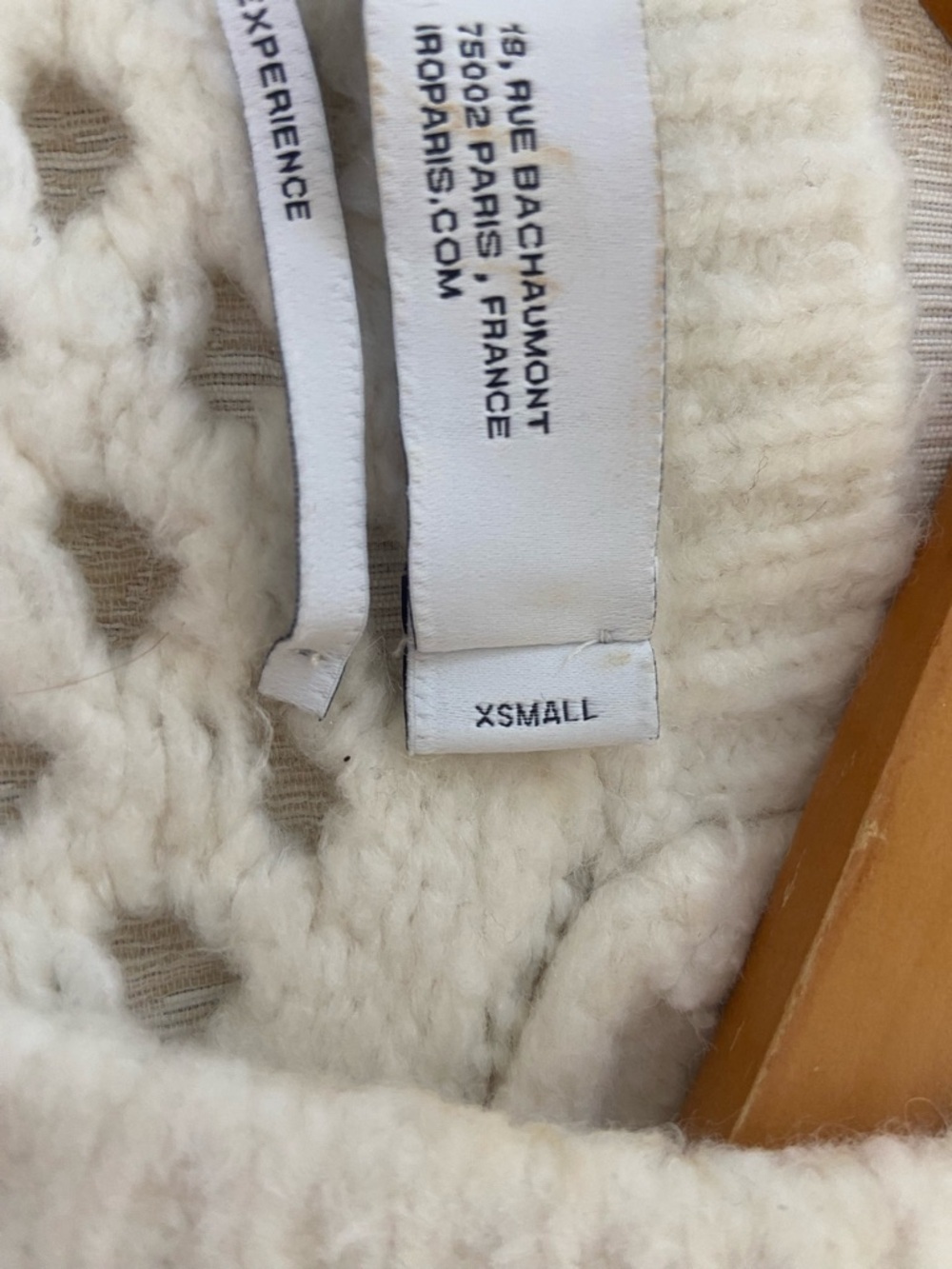 IRO Cream Open-Knit Crewneck Sweater with Blue 'EXPERIENCE' Graphic XS - Picture 10 of 10